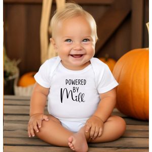 Powered by milk- baby romper- geboorte-babyshower- unisex, maat 86