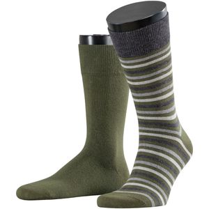 Esprit Multistripe 2-PACK Sokken Heren  17863 - Groen 7617 dark moss Heren - 39-42