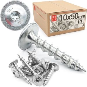 LUN FIX - Plaatschroef 10x50 - bevestiging van palen - Wit - 10 stuks