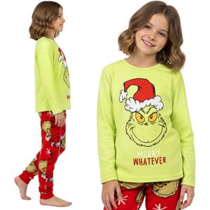 Grinch VELOURS, Kerstpyjama voor meisjes, tweedelige pyjama met lange mouwen, WARM