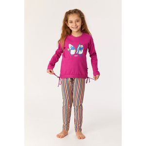 Woody pyjama meisjes/dames - fuchsia - schaap - 222-1-BSL-S/467 - maat 104