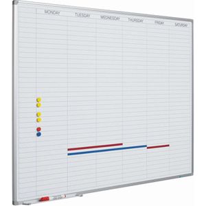 Whiteboard Deluxe - 60x90cm - Planbord - Geëmailleerd staal - Weekplanner - Maandplanner - Jaarplanner - Magnetisch - Wit - Engels