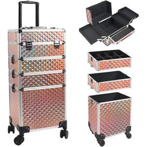 Professionele 4-in-1 Make-up Case Trolley – Draagbare Cosmetica Koffer voor Kappers en Salons