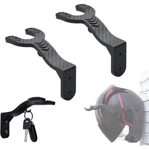 Helmhouder - Helm Houder - Helm Kapstok – 2 Pack - Helm Standaard - Motorhelm Steun – Wandsteun Ophangsysteem - Met Haakje voor Jas Of Sleutel