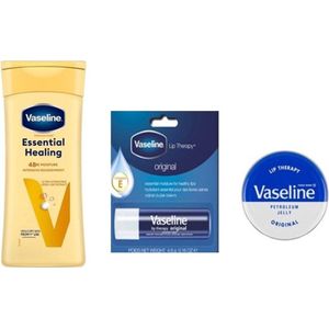 Vaseline Essential Healing Set - Bodylotion 400 ml / Lippenbalsem Stick / Lip Therapy Blikje
