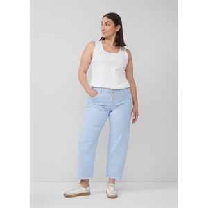 s.Oliver - Jeans - Cropped - Rechte Pasvorm - Gerafelde Zoom