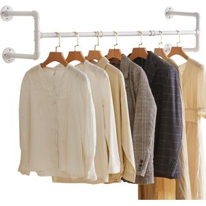 Kledingstang - Garderobestangen - Industrieel design - Wandmontage - Afneembare kledingstandaard - Ruimtebesparend - Tot 60 kg belastbaar