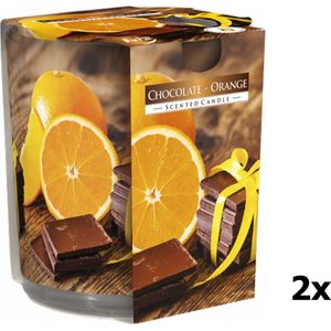 Cosy & Trendy Geurkaars in Glas - Chocolate/orange- Brandtijd: 22-uur - Ø7x(H)8cm - 2 stuks