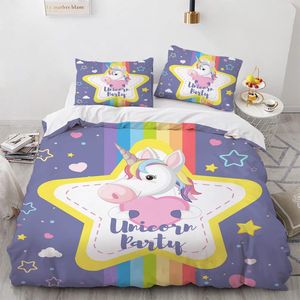 Unicorn Eenpersoons Beddengoed - Eenhoorn - Paard - Dekbed - Jongens Meisjes - Kinderkamer - Dekbedovertrek - Met Ritssluiting - Zacht - Microvezel - 140x200cm