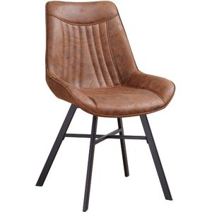 Dimehouse Eetkamerstoel Cognac Eco-leer Jada - Zonder Armleuningen - Leer - Industrieel