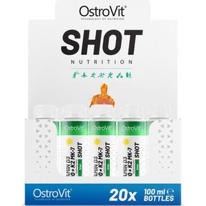 OstroVit - Vitamin D3 4000 IU + K2 MK-7 - Shot 20 x 100 ml - Voordeel verpakking - kiwismaak - 4000 IU Vitamine D3 en vitamine K2 als MK-7