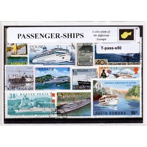 Passagiersschepen – Luxe postzegel pakket (A6 formaat) : collectie van 50 verschillende postzegels van passagiersschepen – kan als ansichtkaart in een A6 envelop - authentiek cadeau - kado - geschenk - kaart - schip - schepen - scheepvaart - boten
