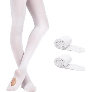E-Ambar - Converteerbare Ballet Danspanty's voor Kinderen, Meisjes en Dames - Wit - 2 Paar