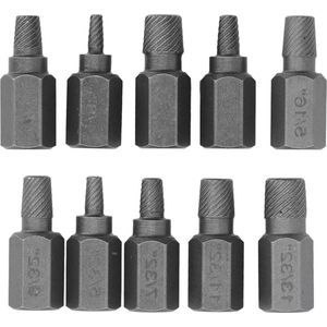 10-delige uitdraaiset voor beschadigde schroeven - 1/4 inch & 9/32 inch - schroefverwijderingsgereedschap met stalen sluiting .