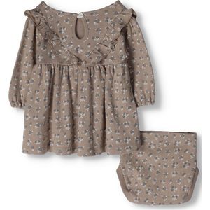 Quincy Mae Long Sleeve Ruffle V Dress Jurken Unisex - Kleedje - Rok - Jurk - Taupe - Maat 18-24M