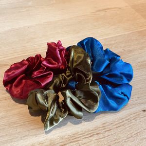 Scrunchie Haarelastiek Set - 3 stuks Rood, Groen, Blauw - Scrunchies Pack