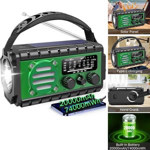 Noodradio met 20000mAh Powerbank - AM/FM Weerradio met Zonne-energie & Handcrank | SOS Alarm, Zaklamp & Telefoonoplader voor Noodgevallen | Extra Lange Batterijduur voor Thuis en Outdoor