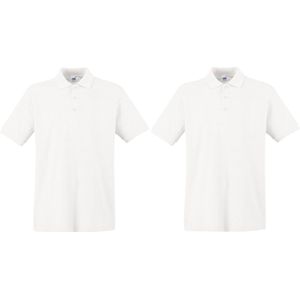 2-Pack maat 2XL wit polo shirt premium van katoen voor heren - Polo t-shirts voor heren
