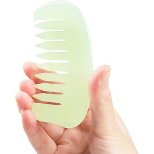 Natuurlijke Jade Hoofdmassage Kam en Gua Sha Tool voor Gezicht en Lichaam