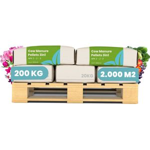 Koemestkorrels 3in1 (200kg, 2000m2) - Allround Organische Meststof - Koemest - Mestkorrels - Bodemverbeteraar - Gedroogde Koemestkorrels - Direct opneembare voeding - Lavameel Toevoeging - Langdurige Werking - Organifer