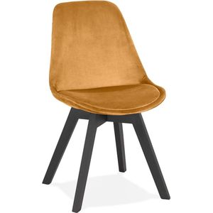 Alterego - JOE - Mosterd fluwelen stoel - Mosterd - 48x56x85 cm