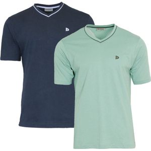 2-Pack Donnay T-shirt - sportshirt - V-Hals shirt - Heren - Navy/Sage green - Maat S