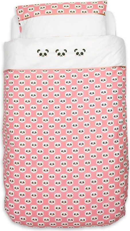 Panda Dreams Dekbedovertrek voor ledikant - 100x135 - Koraal