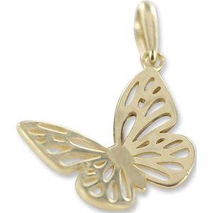 Silventi 9NBSAM-G220021 Gouden Hangertje - Dames - Vlinder - Opengewerkt - 15 x 12,8 mm - 14 Karaat - Goud