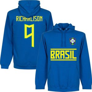 Brazilië Richarlison 9 Team Hoodie - Blauw - Kinderen - 128