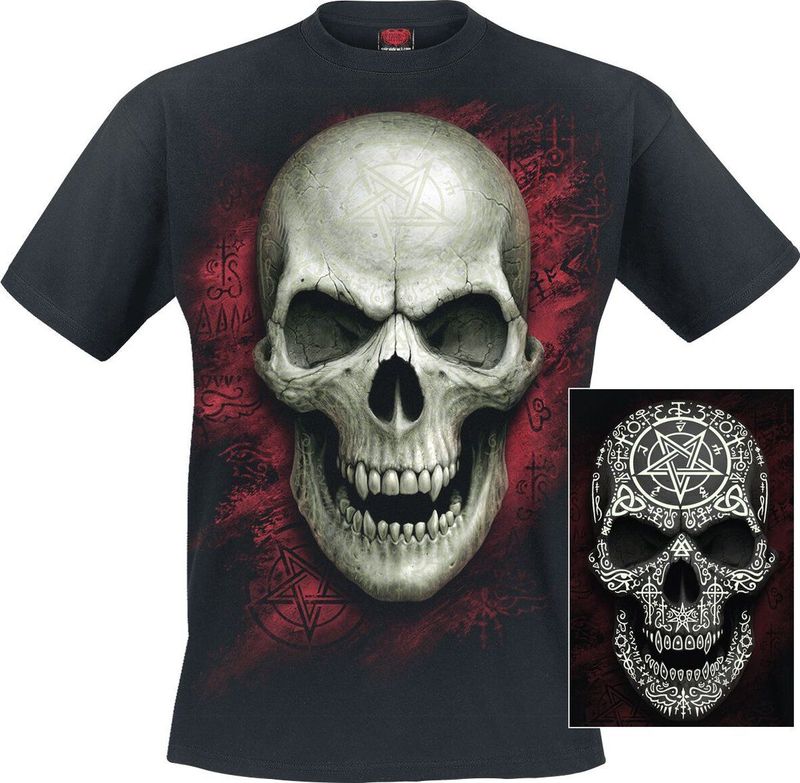 Spiral Gothic Runes - Glow in the dark Heren T-shirt - zwart - XXL