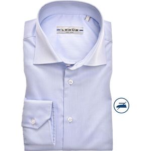 Ledub slim fit overhemd - mouwlengte 7 - lichtblauw twill - Strijkvrij - Boordmaat: 44