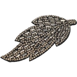 Haarsoires Haarspeld Klikklak 8cm - Bladvorm - Glitter Steentjes - Zwart Grijs - Haarclip Speldjes - Makkelijk in Gebruik - Haaraccessoires voor Volwassenen & Kinderen - Hair Clip - Decoratieve Haaraccessoire