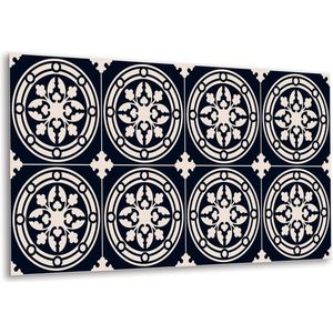 Tulup PVC Wandpaneel - Arabisch Patroon Vinyl Wandpaneel - 100 cm x 50 cm - Zwart Vinyl Wandpaneel - 1 stuk - Wandpaneel PVC - Mozaïek Wandbekleding - Wandpaneel Zelfklevend - Plaktegels Keuken en Badkamer