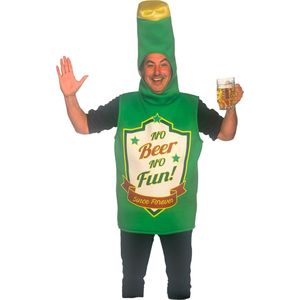 Bierfles kostuum heren 'No Beer No Fun' - One Size - Carnavalskleding