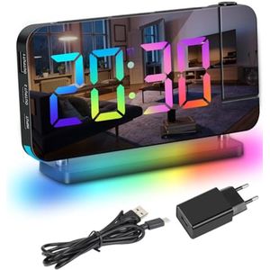 Projectiewekker met Draaibare Projector en RGB-Nachtlampje