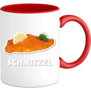 Schnitzel -  grappig verjaardag kleding cadeau - eten teksten - Mok - Rood