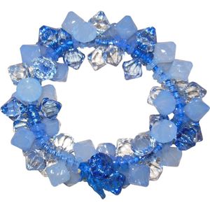 Armband bolletjes&diamantjes blauw