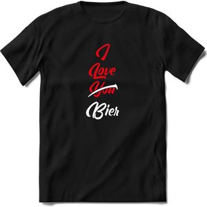 I Love Bier - Valentijnsdag T-Shirt Heren / Dames - Perfect Valentijn Cadeau Mannen / Vrouwen - Grappige Liefdes en Exen Spreuken, Zinnen en Teksten.