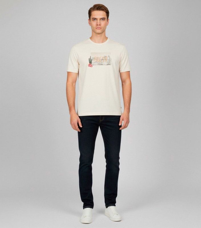 Guess - M5YI45KBW41 - T-shirt - Beige - Katoen - Korte Mouwen