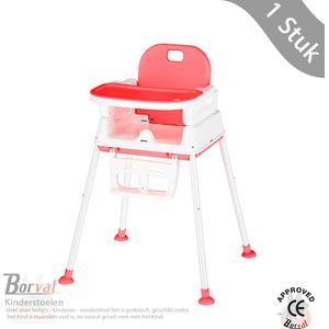 Borvat® Multifunctionele Kinderstoel 3-in-1 - Veilig en Praktisch - Voor Baby's van 6m+ - Kleur:Licht rood