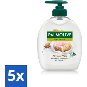 5 x Palmolive - Amandelmelk - Handzeep Met Pomp - Milde Reiniging - 300 ml - Handzeep - Amandelmelk - Natuurlijke Handzeep - Milde Reiniging - Handen Verzorgen
