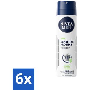 NIVEA MEN - Deodorant Spray - Sensitive Protect - 150 ml - Voordeelverpakking - 6 stuks