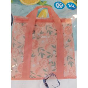 Koeltas Orange, Koeltas met fruit print, Cooler bag, Koeltas oranje/roze