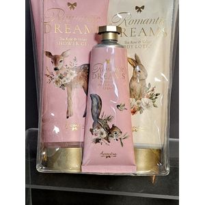 geschenk set vrouwen verjaardag - moeder dag - leuk geschenk - kado - kerst geschenk tea rose & velvet - hand en nagelcreme-body lotion - douche gel