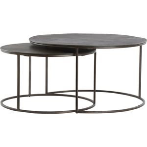 Light & Living Ronde Salontafel Talca - Set van 2 stuks - Donkerbruin