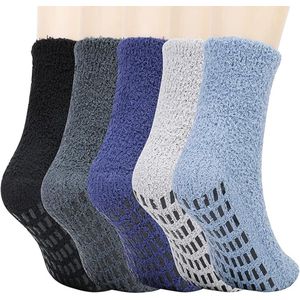 Sokken Heren - 5 Paar - Happy Kleuren - Huissokken - Badstof - Dikke Wintersokken - One Size maat 40-47 - Slaapsokken - Warme sokken - Comfort - Warmte
