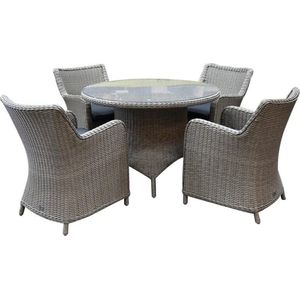 Bilbao Riccione dining tuinset 110 cm rond 5-delig grijs