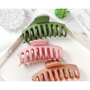 3 Mooie Acryl/Polyester Vegan Haarklemmen, Haarklauwen, Haarclip, gemaakt van Hoogwaardig materiaal, Mooi design, groen, roze, grijs pasteltinten