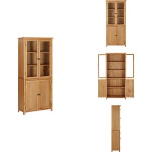 vidaXL Boekenkast - Boekenkasten - Kast - Kasten - Boekenkast met 4 deuren 80x35x180 cm massief eikenhout en glas