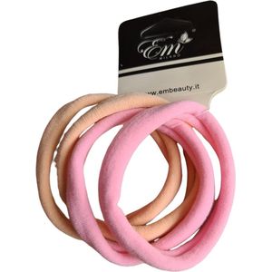 EM Milano Haarelastieken - 4 Stuks - Zalm/Roze
